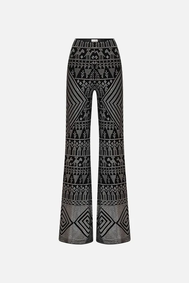 JERSEY FLARE PANT WITH ALL OVER HOTFIX THE EGYPT EFFECT The Egypt Effect Womens Camilla Pants