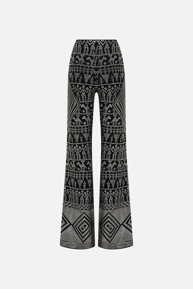 JERSEY FLARE PANT WITH ALL OVER HOTFIX THE EGYPT EFFECT The Egypt Effect Womens Camilla Pants