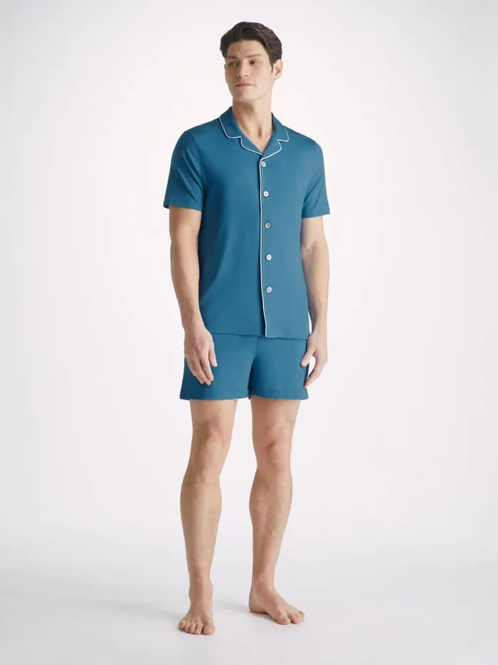 Jersey Pajamas Men Derek Rose Short Pajamas Basel Micro Modal Stretch Ocean