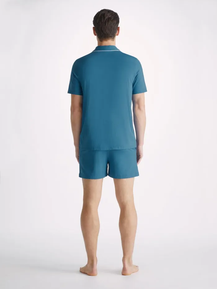 Jersey Pajamas Men Derek Rose Short Pajamas Basel Micro Modal Stretch Ocean