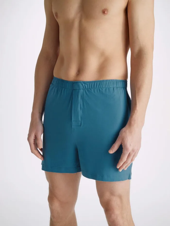 Jersey Pajamas Men Derek Rose Short Pajamas Basel Micro Modal Stretch Ocean