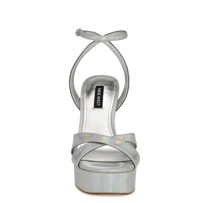 Jessie Platform Ankle Strap Sandals Silver Women Nine West Sandals