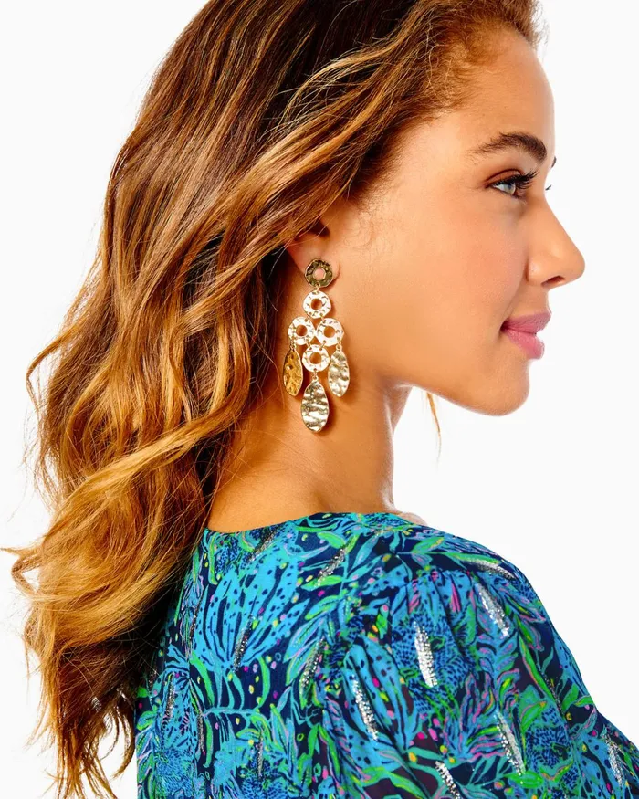 Jewelry WomenHome and Gifts Lilly Pulitzer Sunset Safari Earrings Gold Metallic