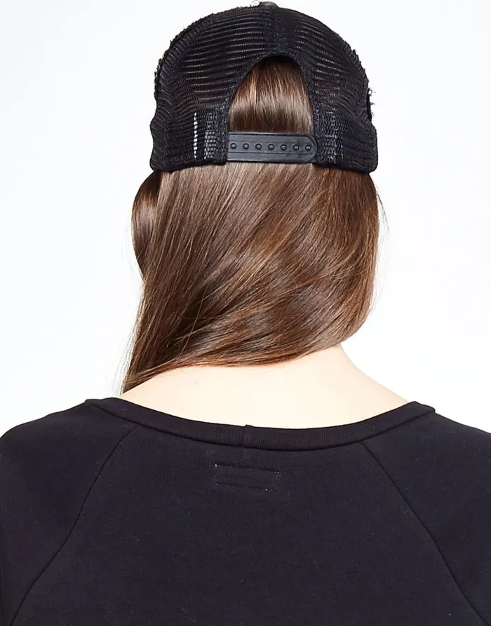 Jilly Silver Heart Patch Black Women Lauren Moshi Hats