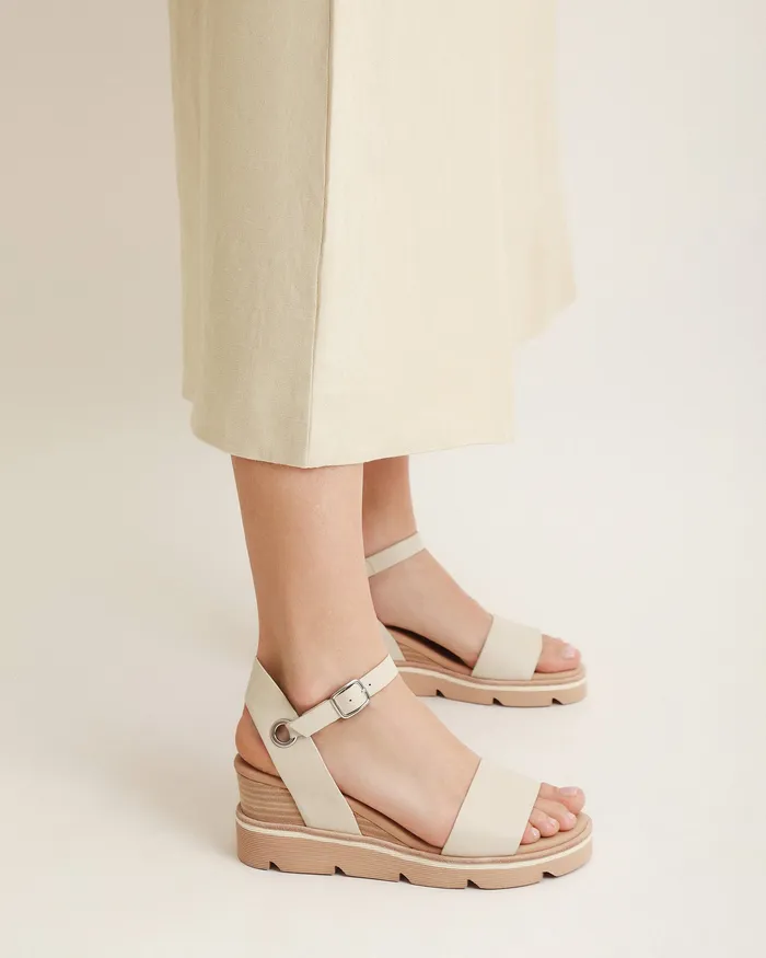 jomercer Katie mid heel wedge sandals bone leather Women MID HEELS jomercer Katie mid heel wedge sandals bone leather Women MID HEELS