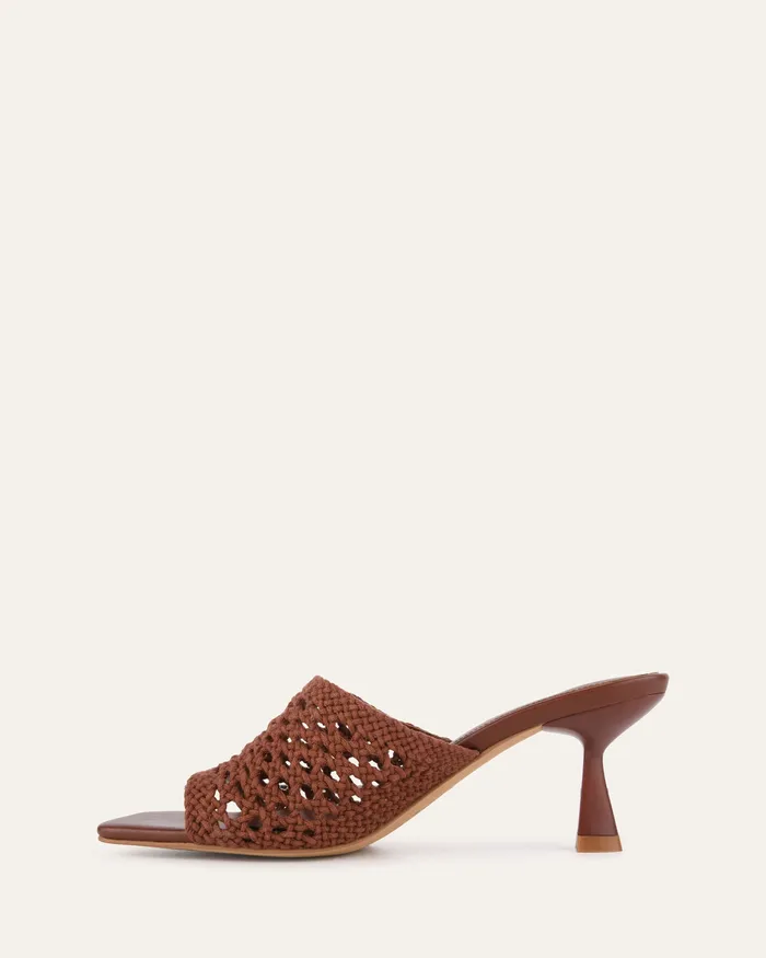 Jordyn mid heel sandals cognac textile MID SANDALS jomercer Women Jordyn mid heel sandals cognac textile MID SANDALS jomercer Women