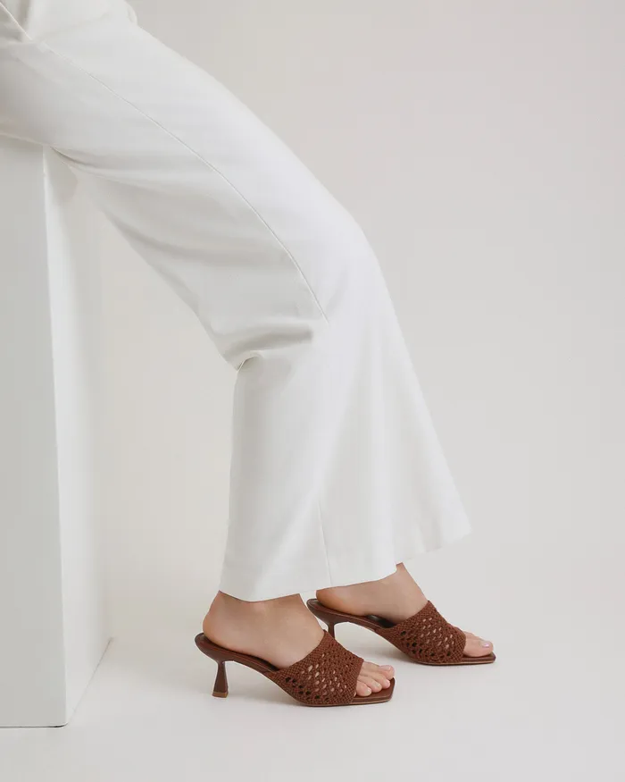 Jordyn mid heel sandals cognac textile MID SANDALS jomercer Women Jordyn mid heel sandals cognac textile MID SANDALS jomercer Women