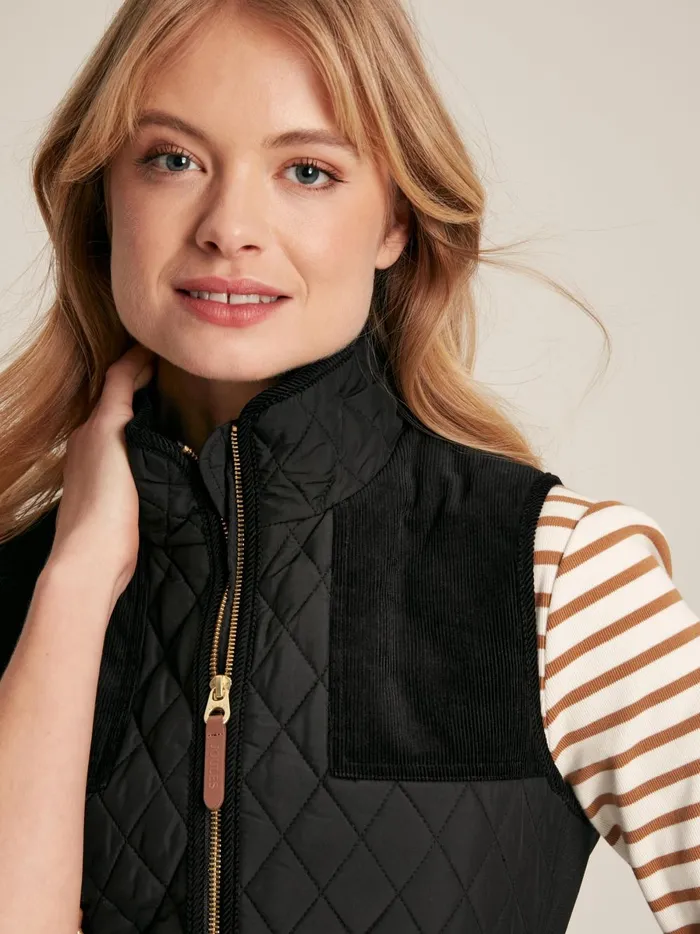 Joules Coats and Jackets Women Black Showerproof Diamond Quilted Gilet