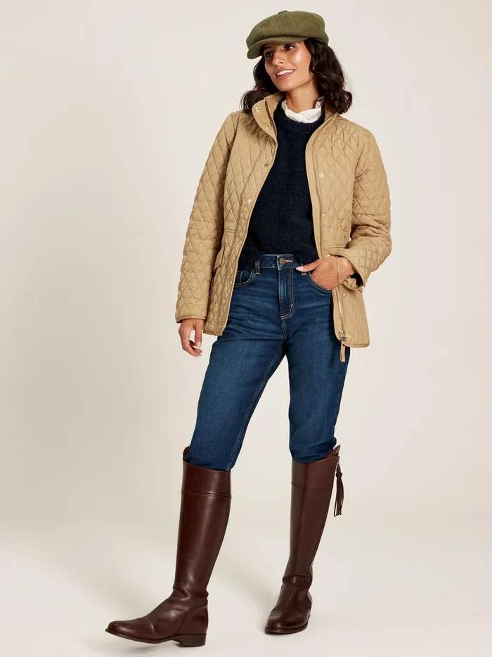 Joules Coats and Jackets Women Brown Showerproof Diamond Quilted Jacket