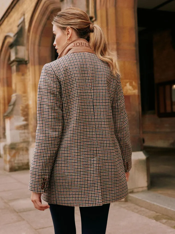 Joules Coats and Jackets Women Brown Tweed Relaxed Fit Blazer