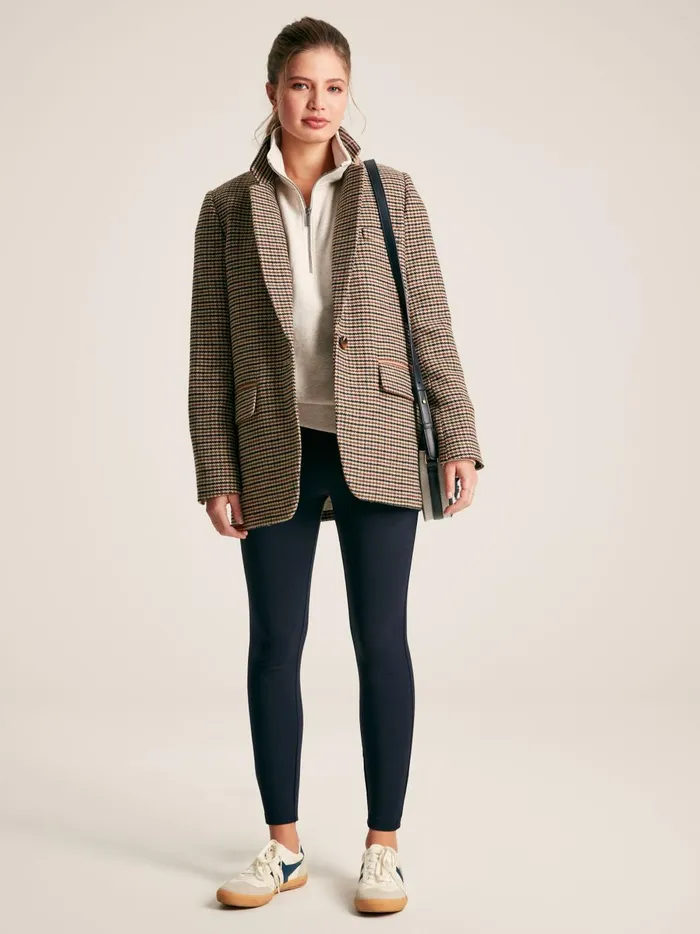 Joules Coats and Jackets Women Brown Tweed Relaxed Fit Blazer