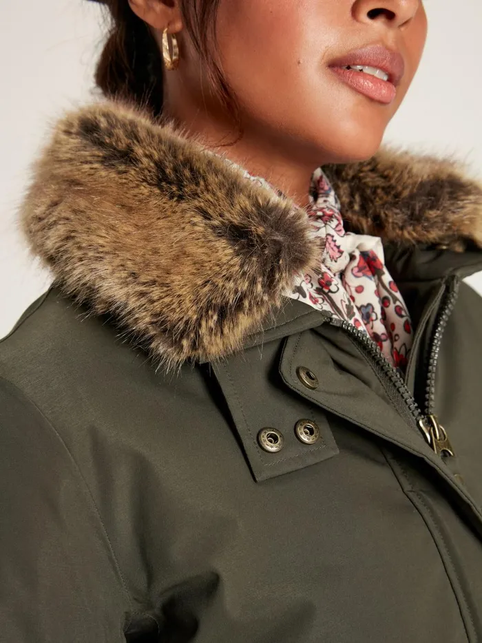 Joules Coats and Jackets Women Dark Green Waterproof Padded Raincoat