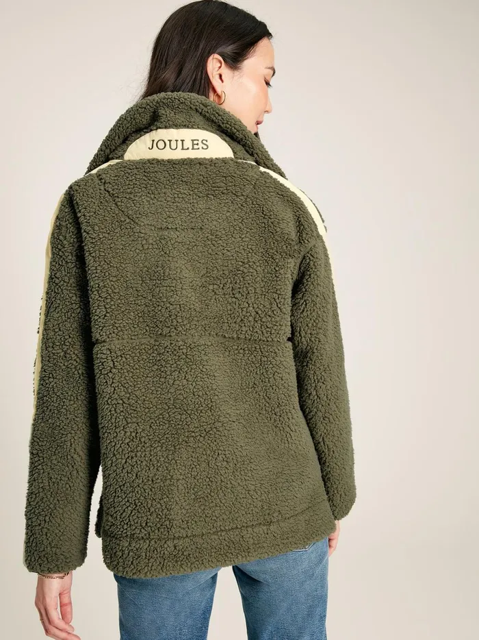 Joules Coats and Jackets Women Green Half Zip Borg Fleece
