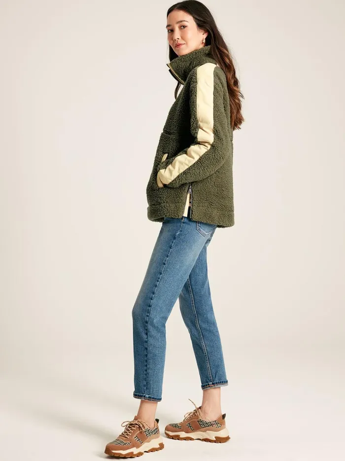 Joules Coats and Jackets Women Green Half Zip Borg Fleece