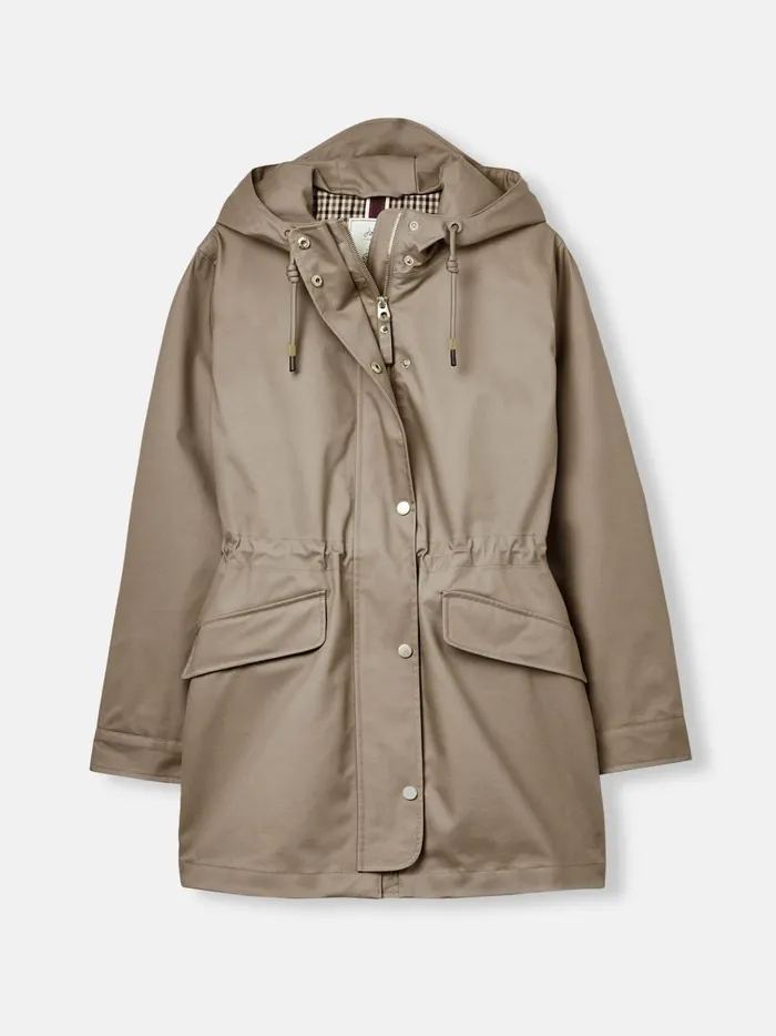 Joules Coats and Jackets Women Mushroom Brown Waterproof Raincoat With Hood
