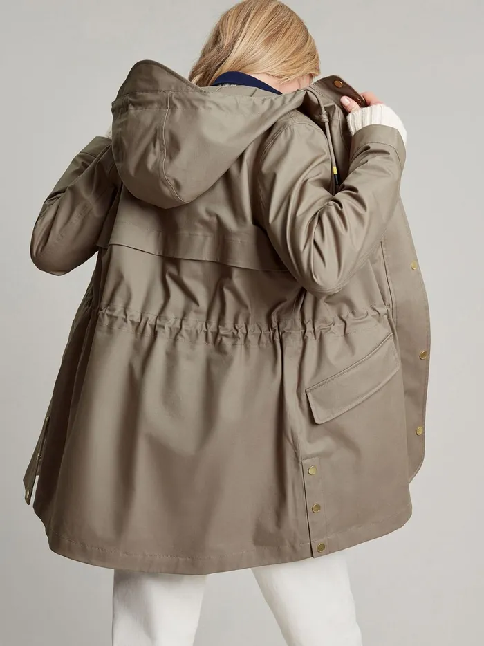Joules Coats and Jackets Women Mushroom Brown Waterproof Raincoat With Hood