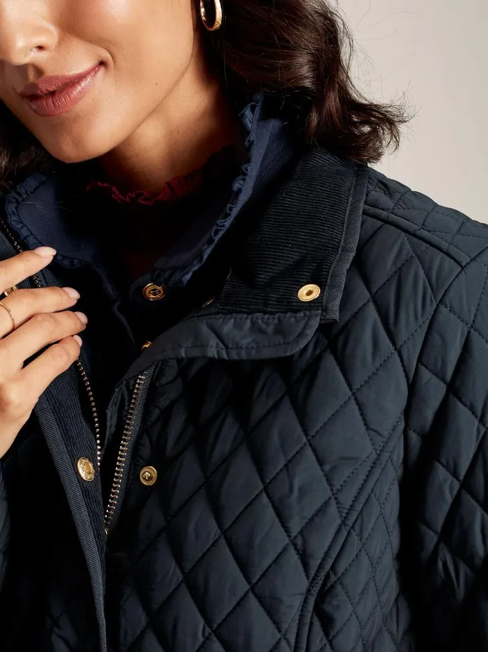 Joules Coats and Jackets Women Navy Showerproof Diamond Quilted Jacket