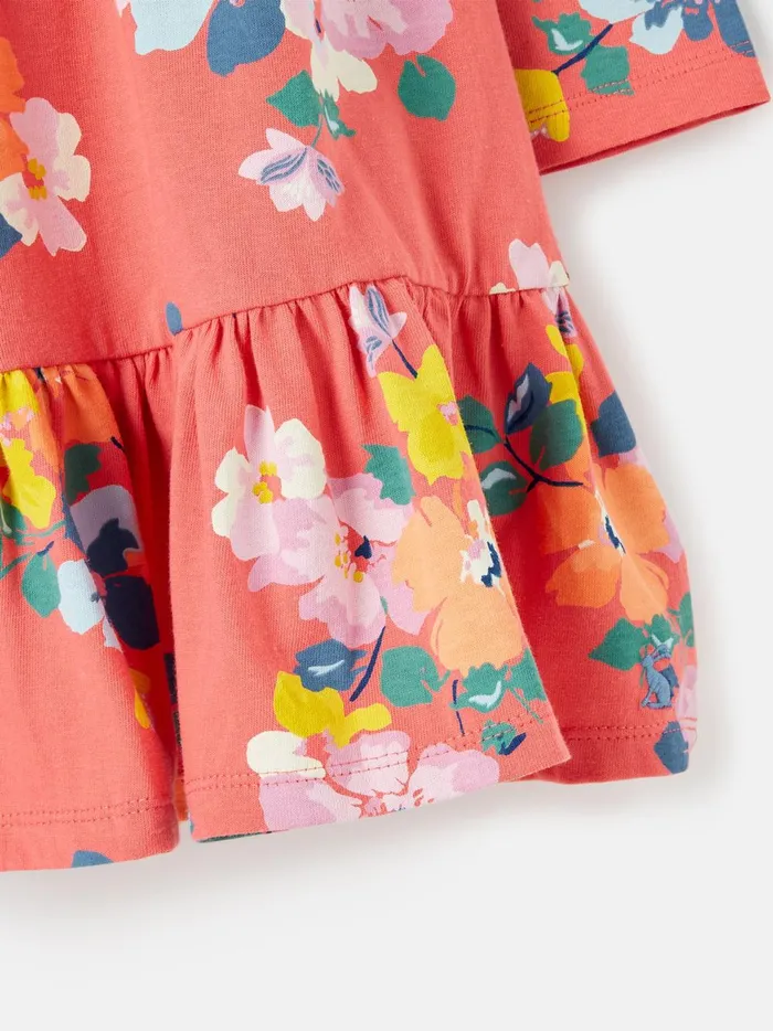 Joules Dresses Girls Pink Long Sleeve Jersey Tiered Dress