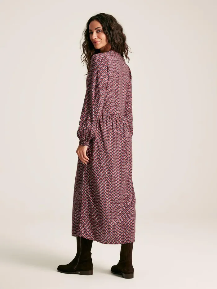 Joules Dresses Women Burgundy Red Balloon Sleeve Midi Dress