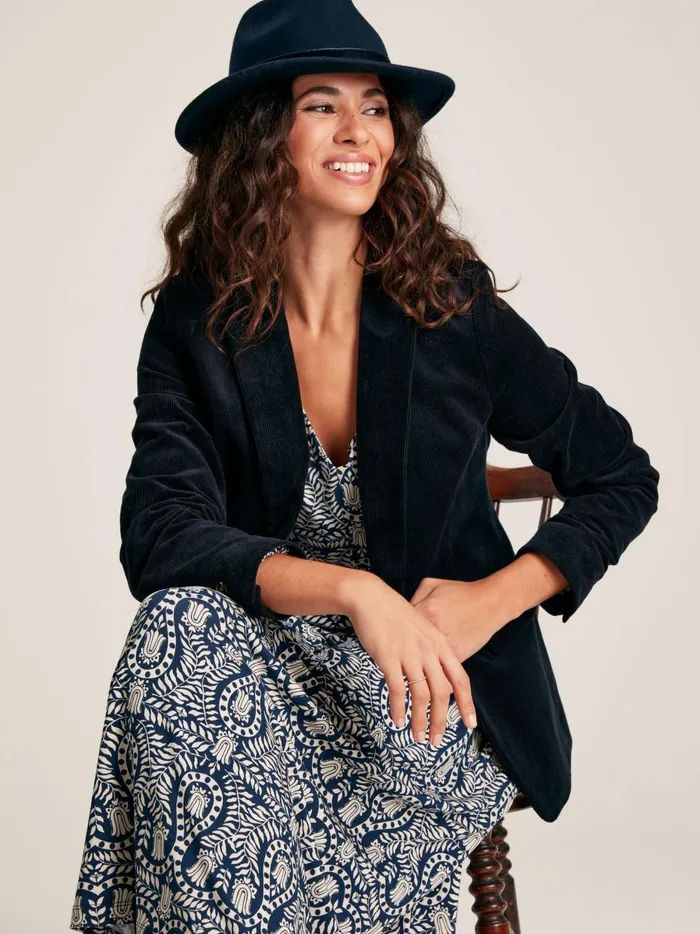 Joules Dresses Women Navy Printed Long Sleeve Midaxi Dress With Pockets