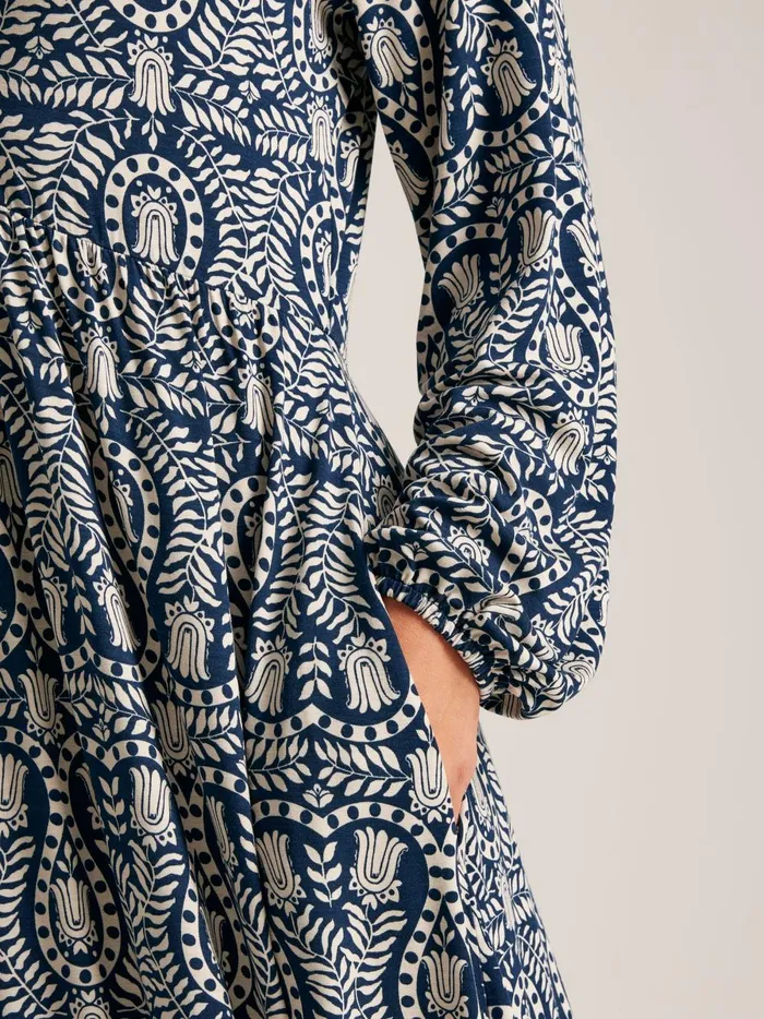 Joules Dresses Women Navy Printed Long Sleeve Midaxi Dress With Pockets