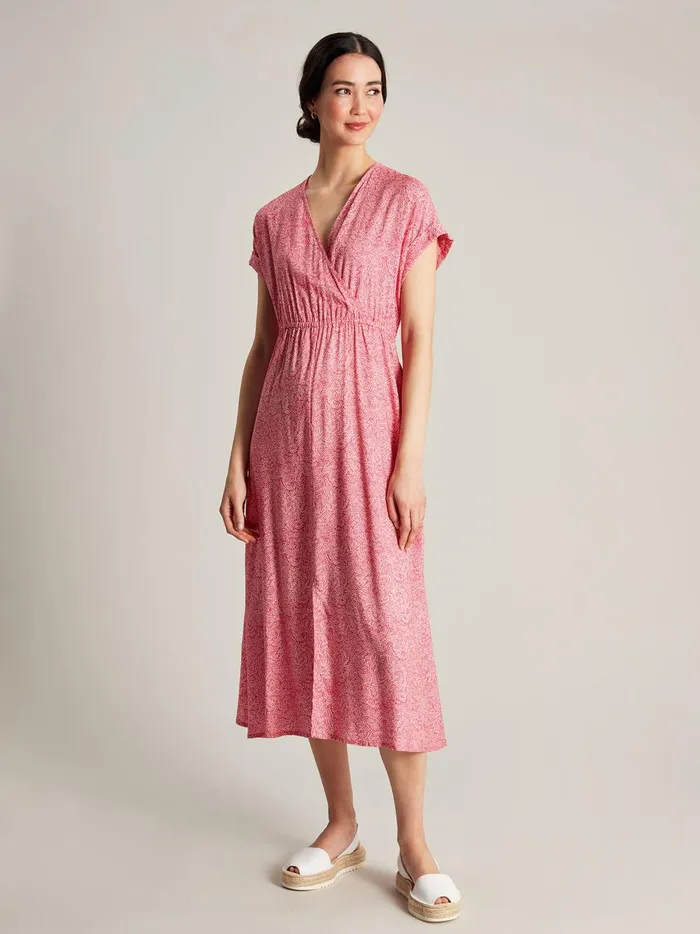 Joules Dresses Women Pink VNeck With Slit Dress