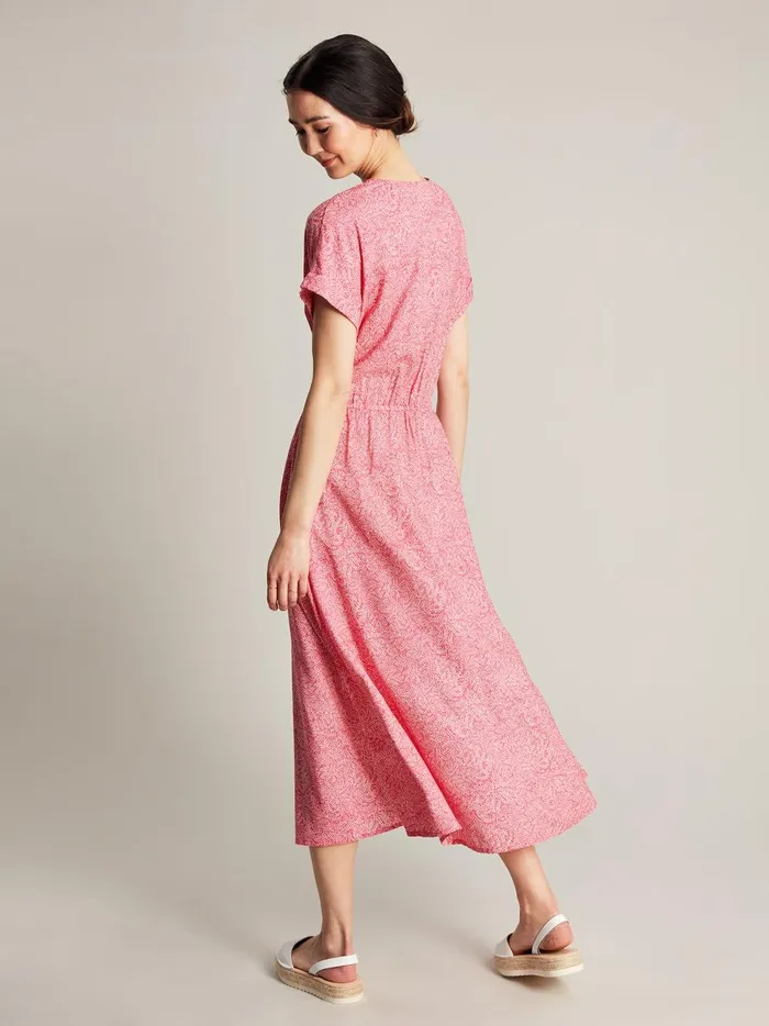 Joules Dresses Women Pink VNeck With Slit Dress