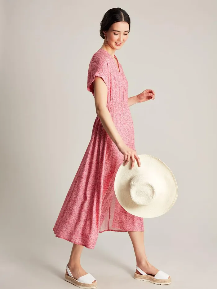 Joules Dresses Women Pink VNeck With Slit Dress