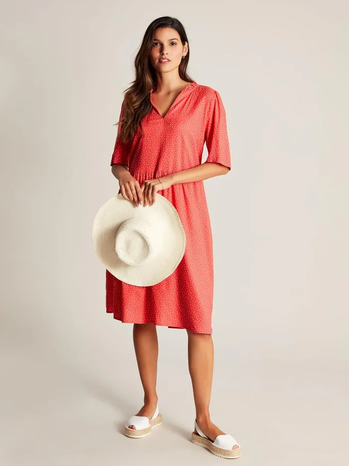 Joules Dresses Women Red Frill Neckline Short Dress