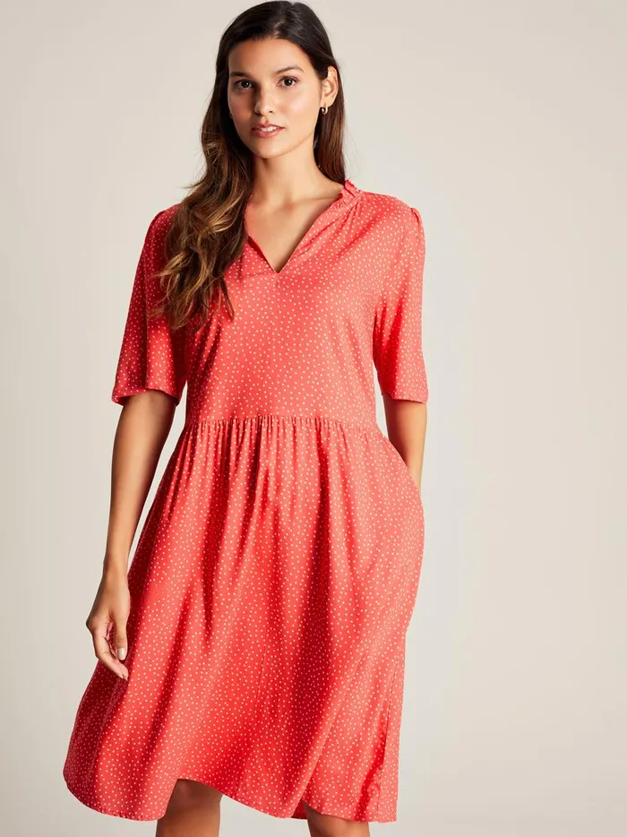 Joules Dresses Women Red Frill Neckline Short Dress