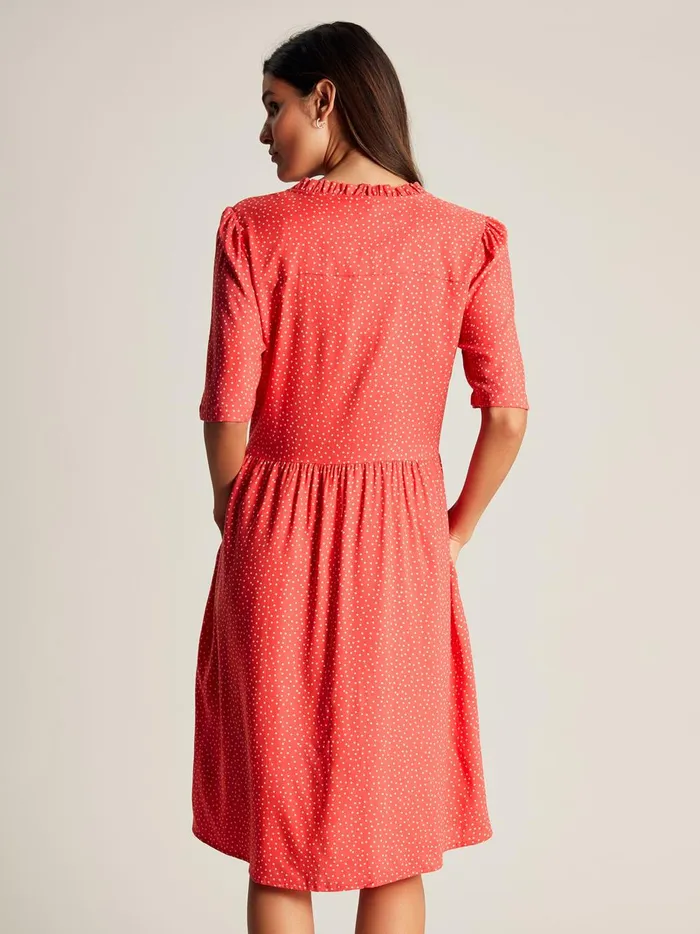 Joules Dresses Women Red Frill Neckline Short Dress