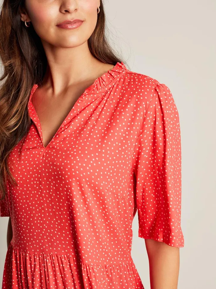 Joules Dresses Women Red Frill Neckline Short Dress