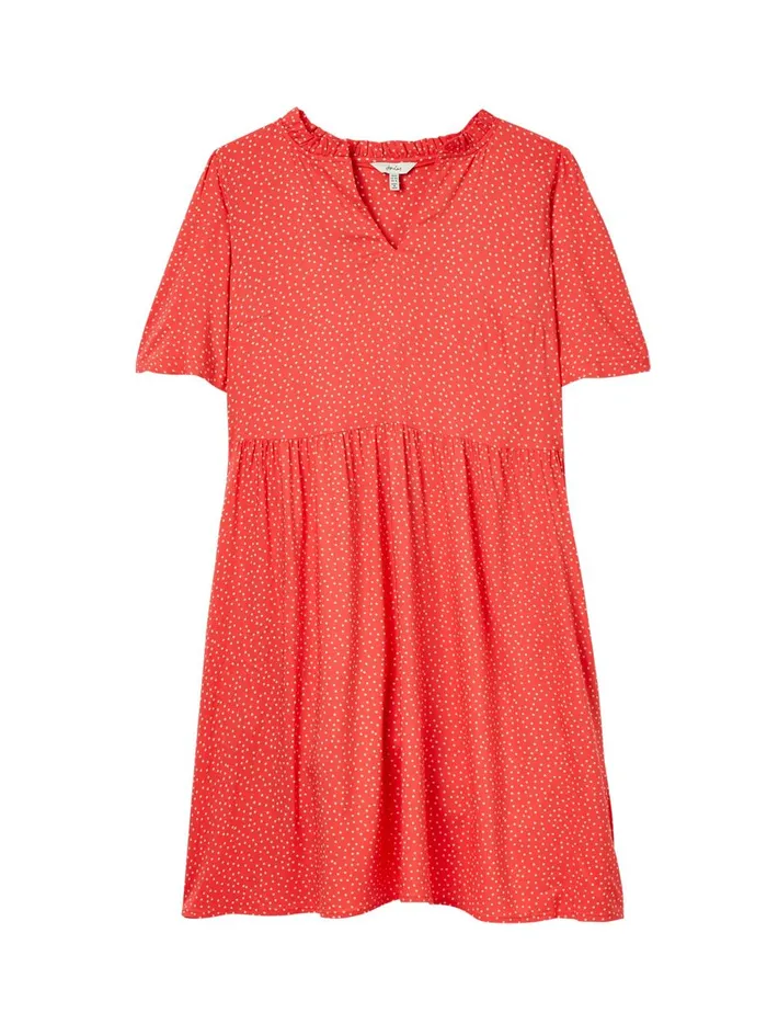 Joules Dresses Women Red Frill Neckline Short Dress