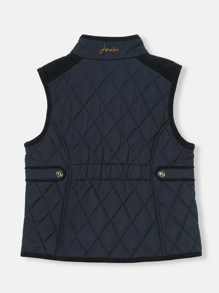 Joules Gilets Girls Navy Blue Diamond Quilted Gilet