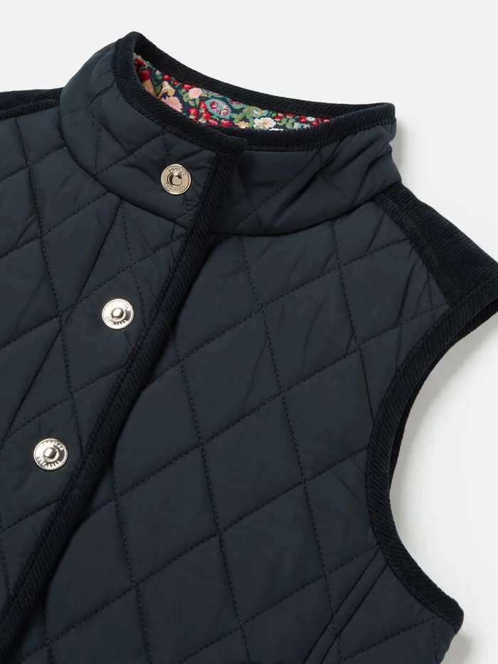 Joules Gilets Girls Navy Blue Diamond Quilted Gilet