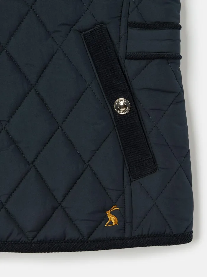 Joules Gilets Girls Navy Blue Diamond Quilted Gilet