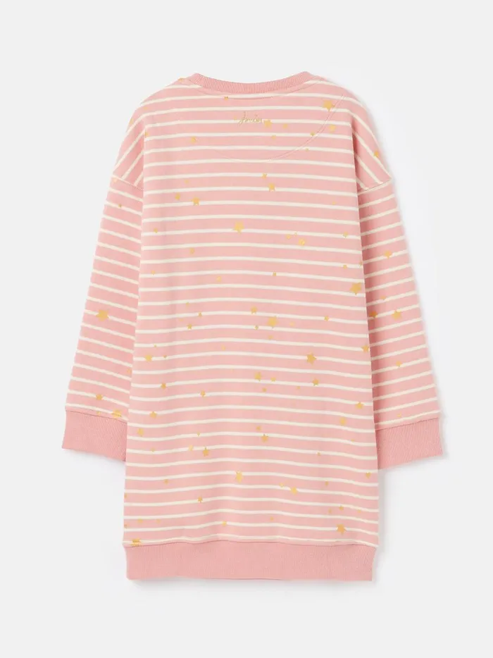 Joules Knitwear Girls Pink Striped Sweater Dress
