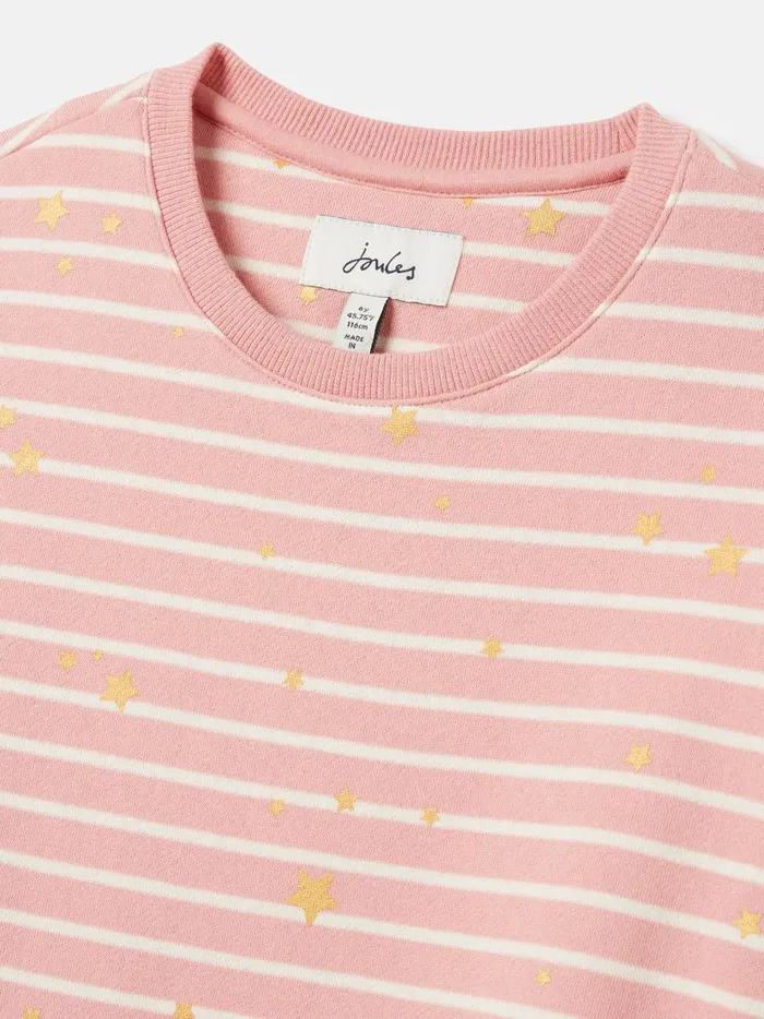 Joules Knitwear Girls Pink Striped Sweater Dress