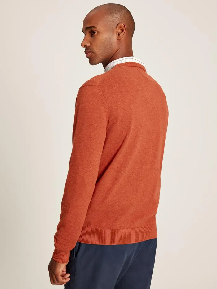 Joules Knitwear Men Orange Cotton Crew Neck Jumper