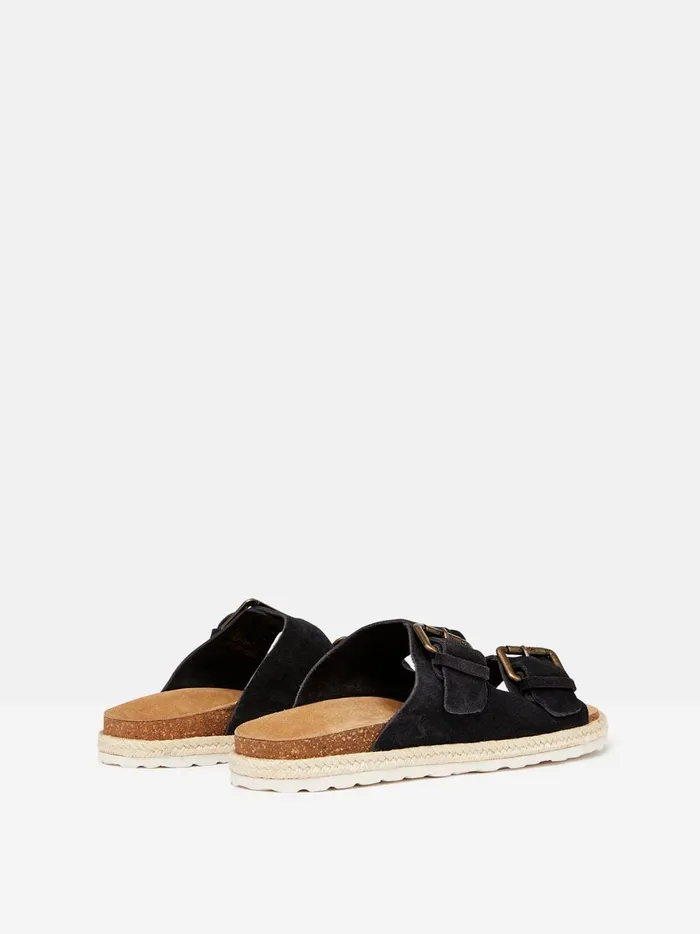 Joules Sandals Women Navy Blue Suede Espadrille Buckle Sliders
