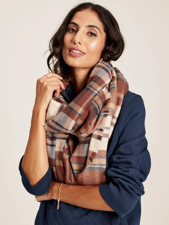 Joules Scarves Women Brown Oversized Blanket Scarf