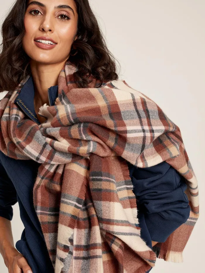 Joules Scarves Women Brown Oversized Blanket Scarf