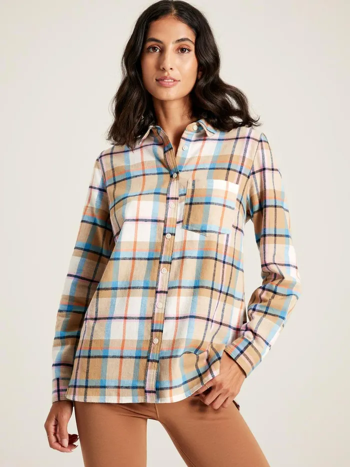 Joules Shirts and Blouses Women Creme Check Brushed Shirt