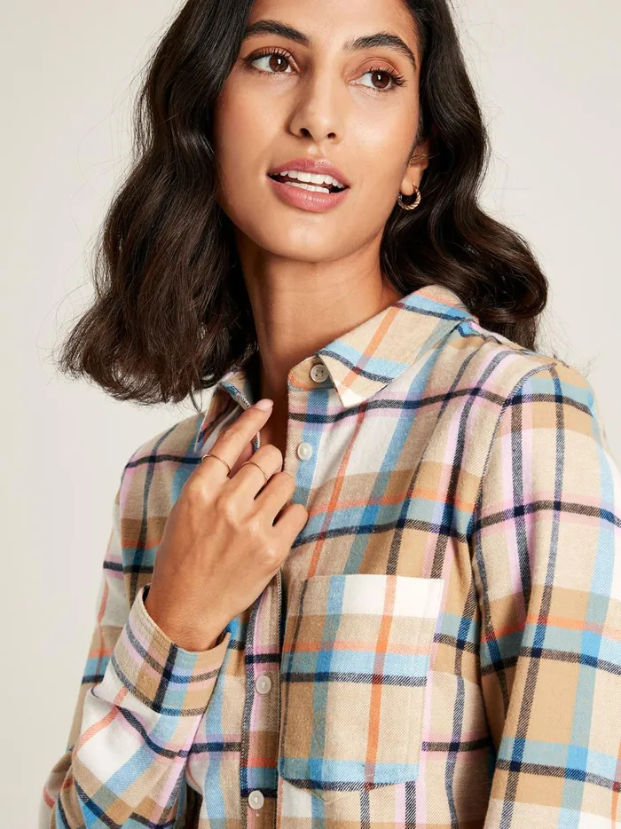 Joules Shirts and Blouses Women Creme Check Brushed Shirt