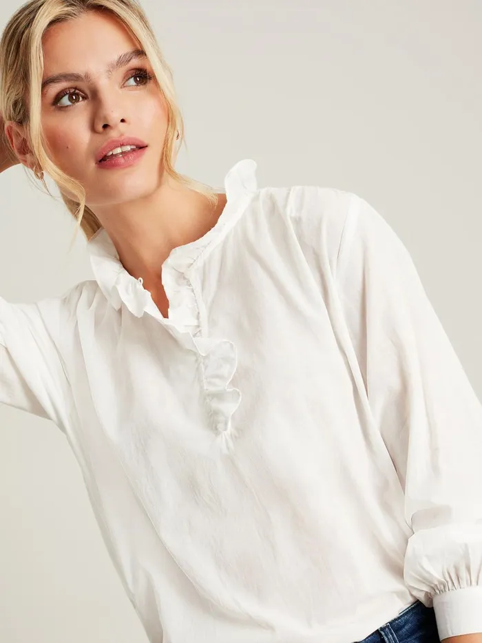 Joules Shirts and Blouses Women White Frill Blouse