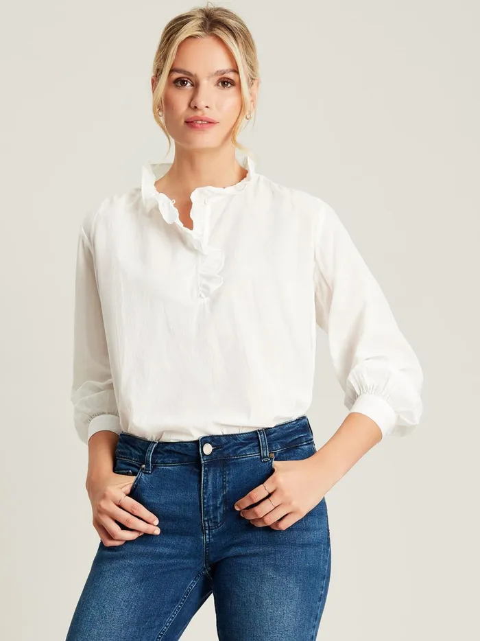 Joules Shirts and Blouses Women White Frill Blouse