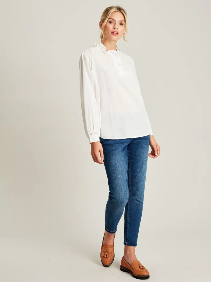 Joules Shirts and Blouses Women White Frill Blouse