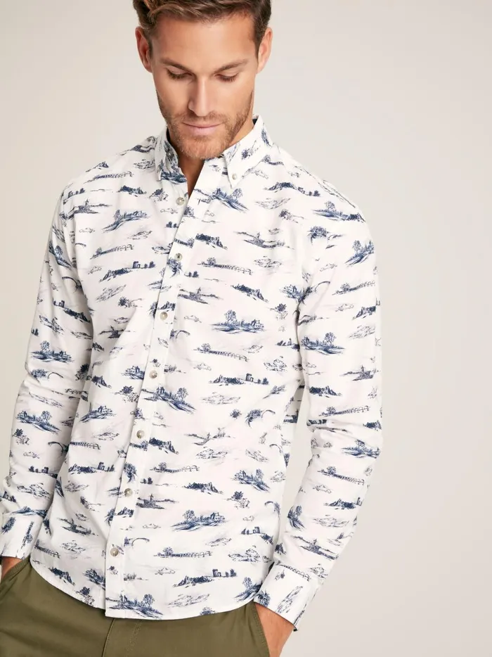 Joules Shirts Men White Print Cotton Shirt