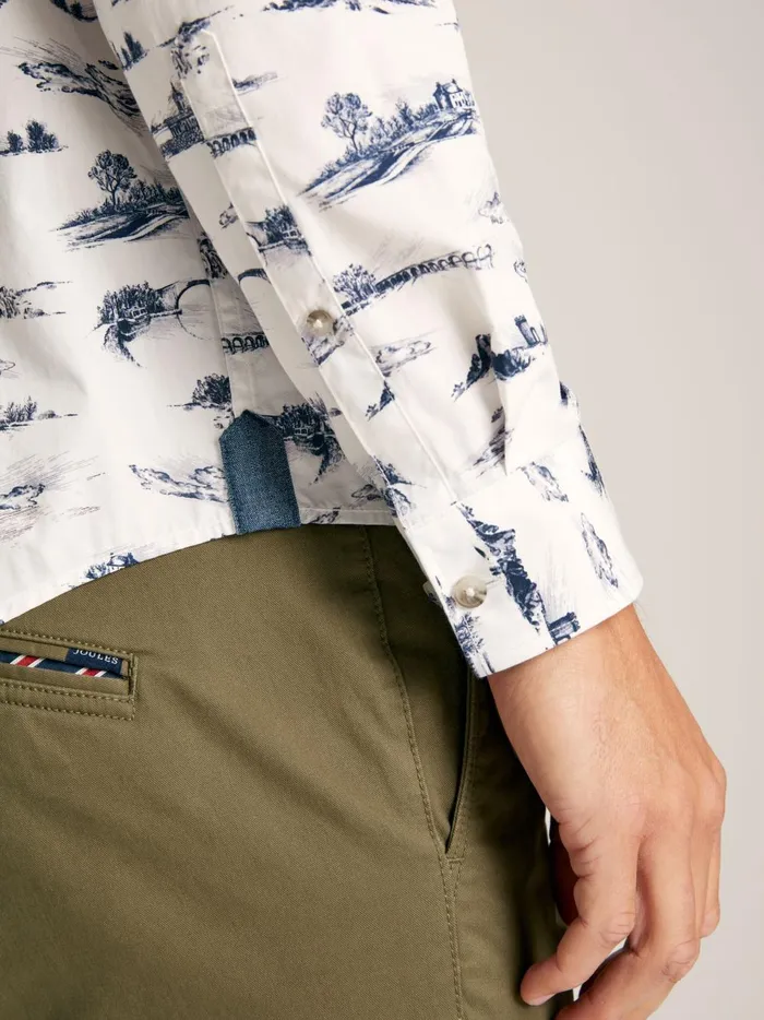 Joules Shirts Men White Print Cotton Shirt