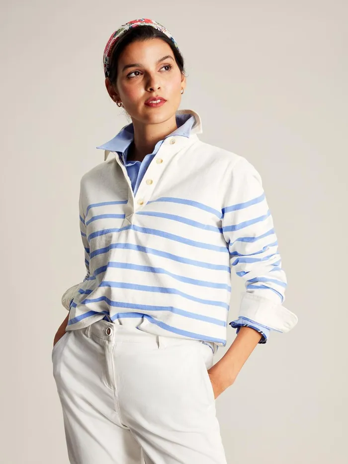 Joules Sweatshirts and Hoodies Women Blue Striped Deck Sweat Top